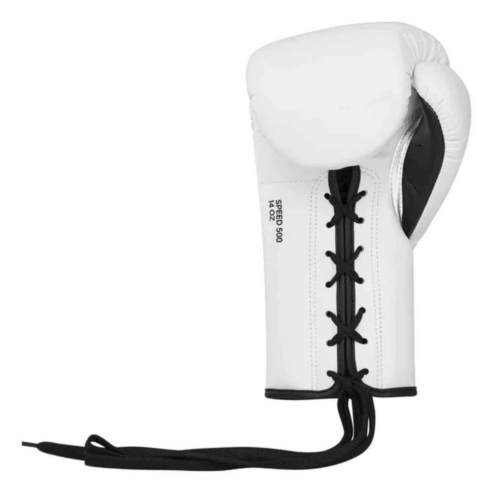 Adidas Adispeed 500 Pro Laced Boxing Gloves White/Black - Image 3