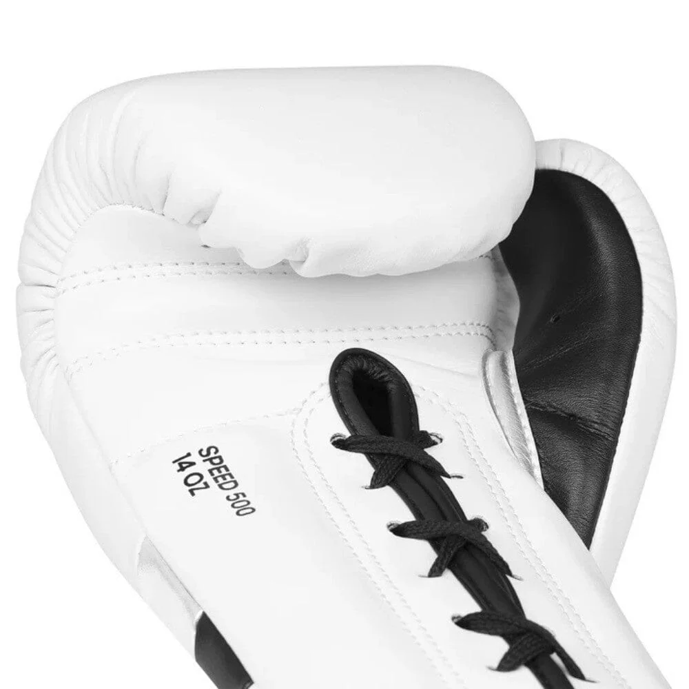 Adidas Adispeed 500 Pro Laced Boxing Gloves White/Black - Image 4