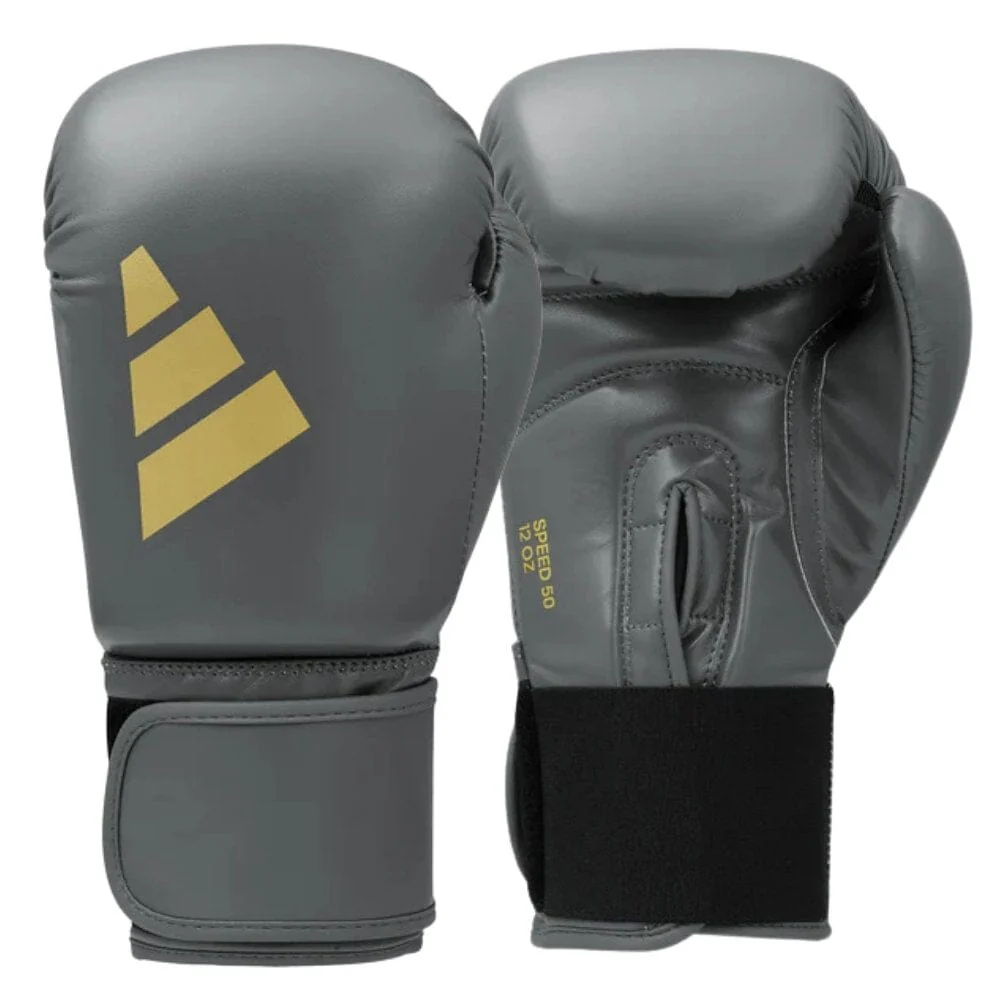 Adidas Speed 50 Gel Boxing Gloves Ash Grey/Gold