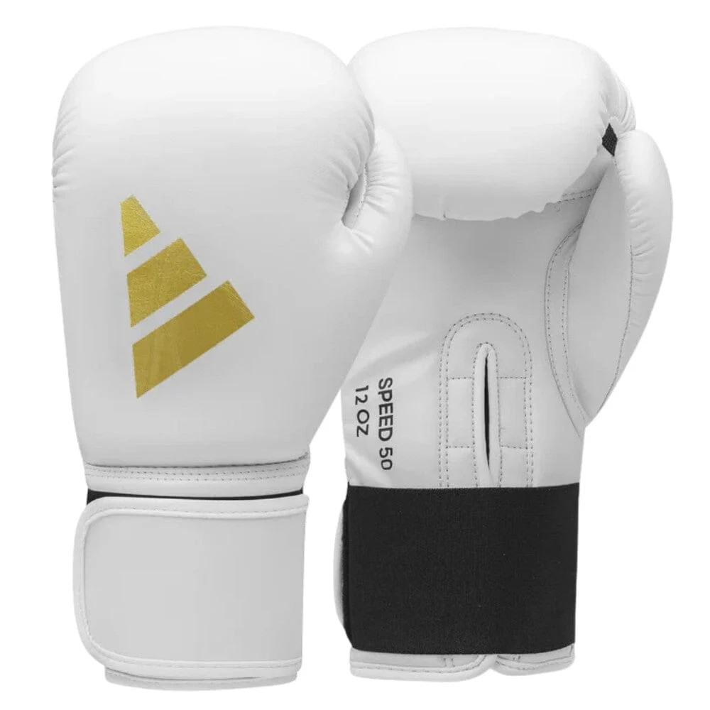 Adidas Speed 50 Gel Boxing Gloves White/Gold
