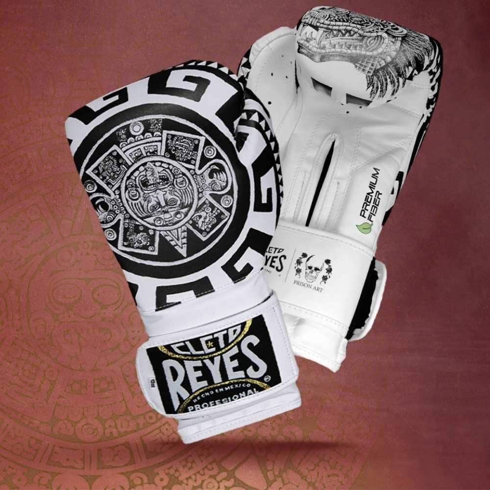 Cleto Reyes Aztec Calendar Boxing Gloves Black/White - Image 2