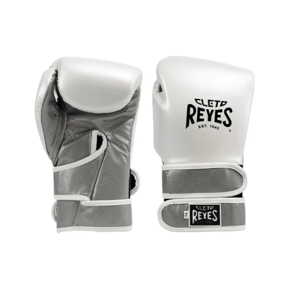 Cleto Reyes Hero Double Loop Boxing Gloves White/Silver - Image 2
