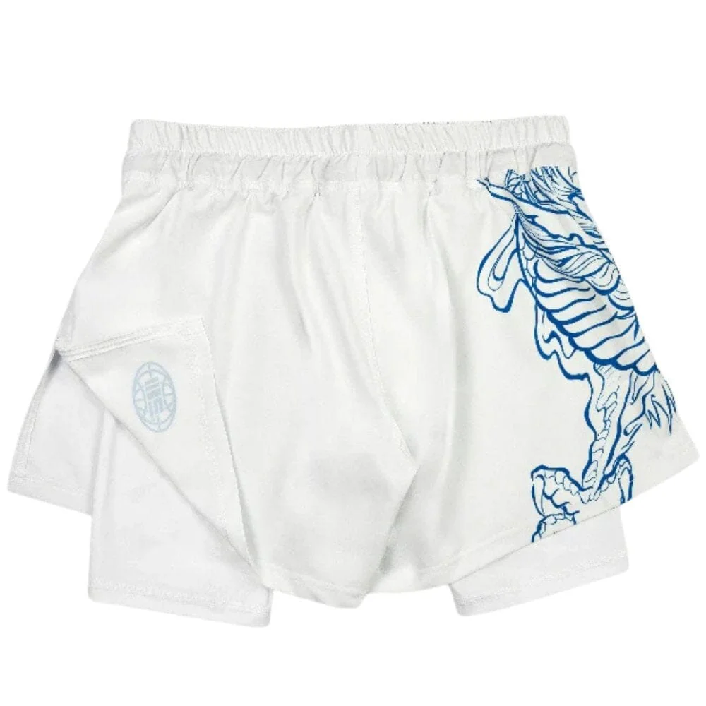Engage Blue Dragon 2-in-1 Hybrid Shorts White/Blue - Image 3