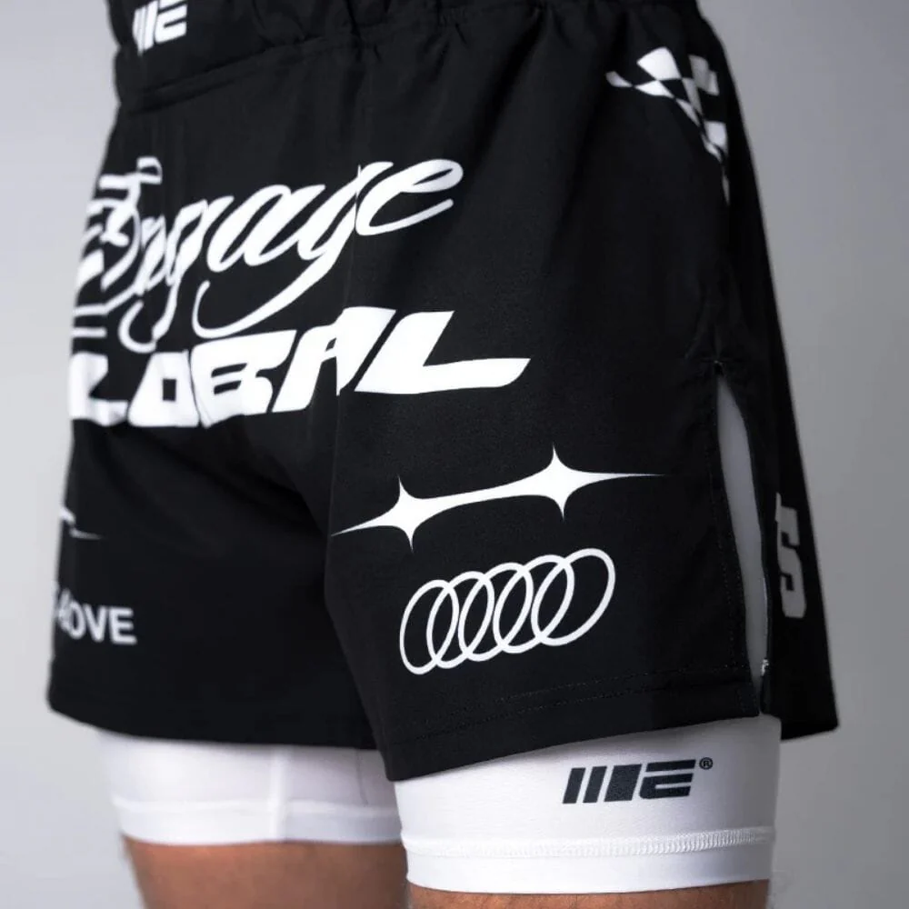 Engage Pit Crew 2-in-1 Hybrid Shorts Black/White - Image 4