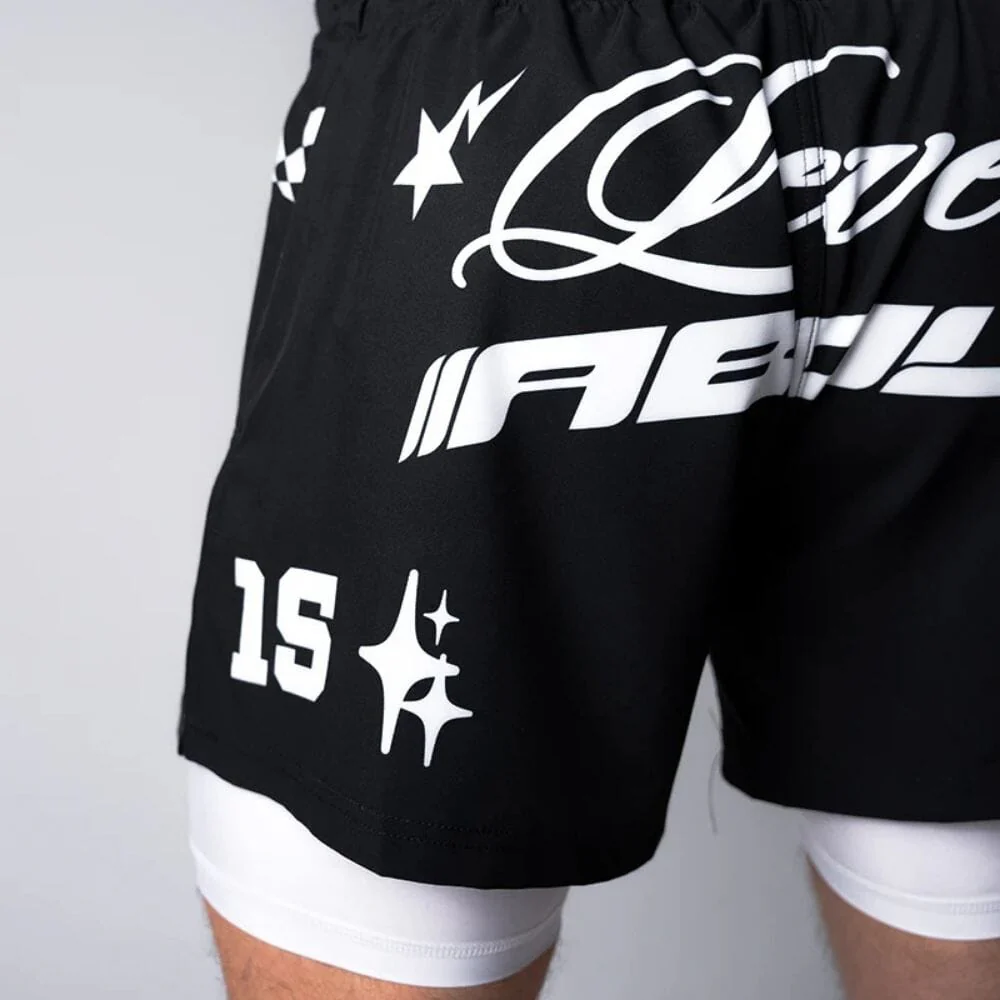 Engage Pit Crew 2-in-1 Hybrid Shorts Black/White - Image 5