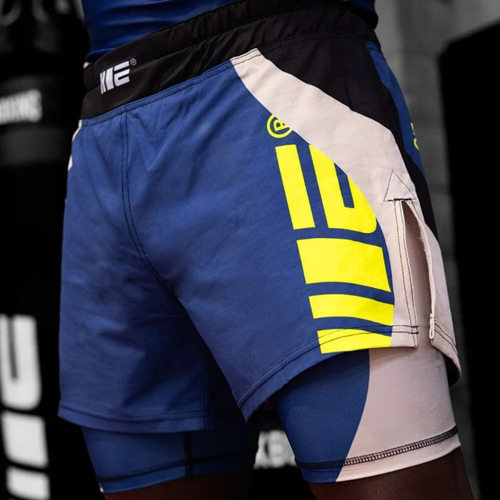 Engage Velocity 2-in-1 Hybrid Shorts Blue/White/Yellow - Image 2