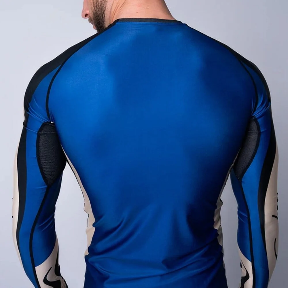 Engage Velocity Long Sleeve Rashguard Blue/White/Yellow - Image 4
