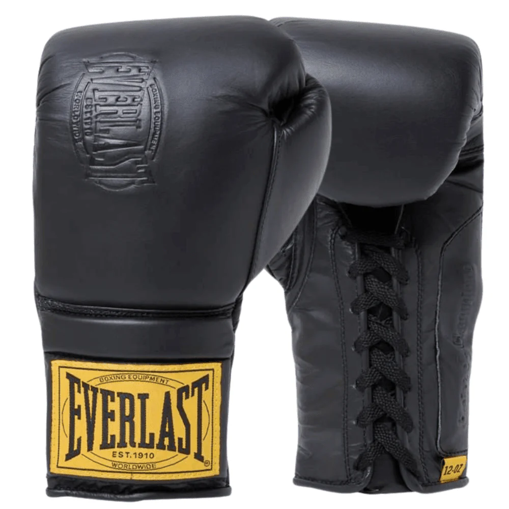 Everlast 1910 Pro Boxing Gloves Laced Black