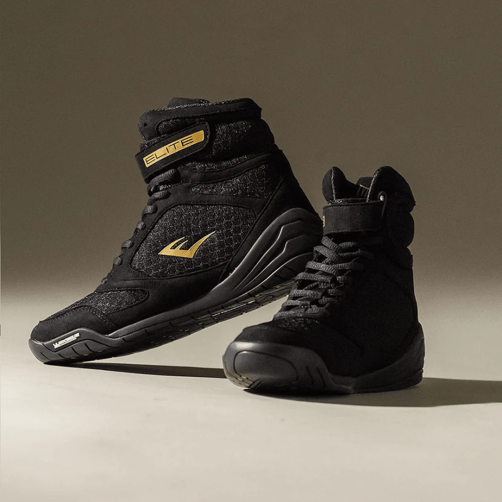Everlast Elite2 High Top Boxing Shoes Black/Gold - Image 3