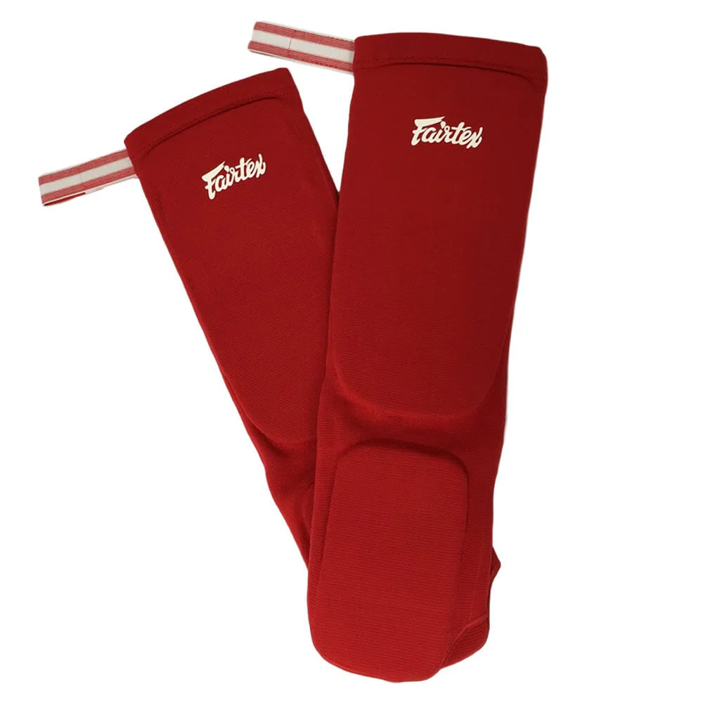 Fairtex SPE1 Fabric Shin Pads Red - Image 2