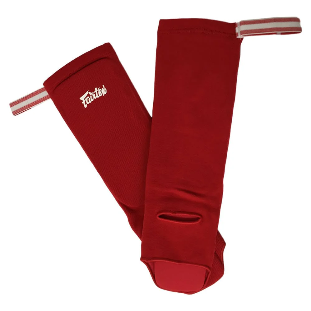 Fairtex SPE1 Fabric Shin Pads Red - Image 3