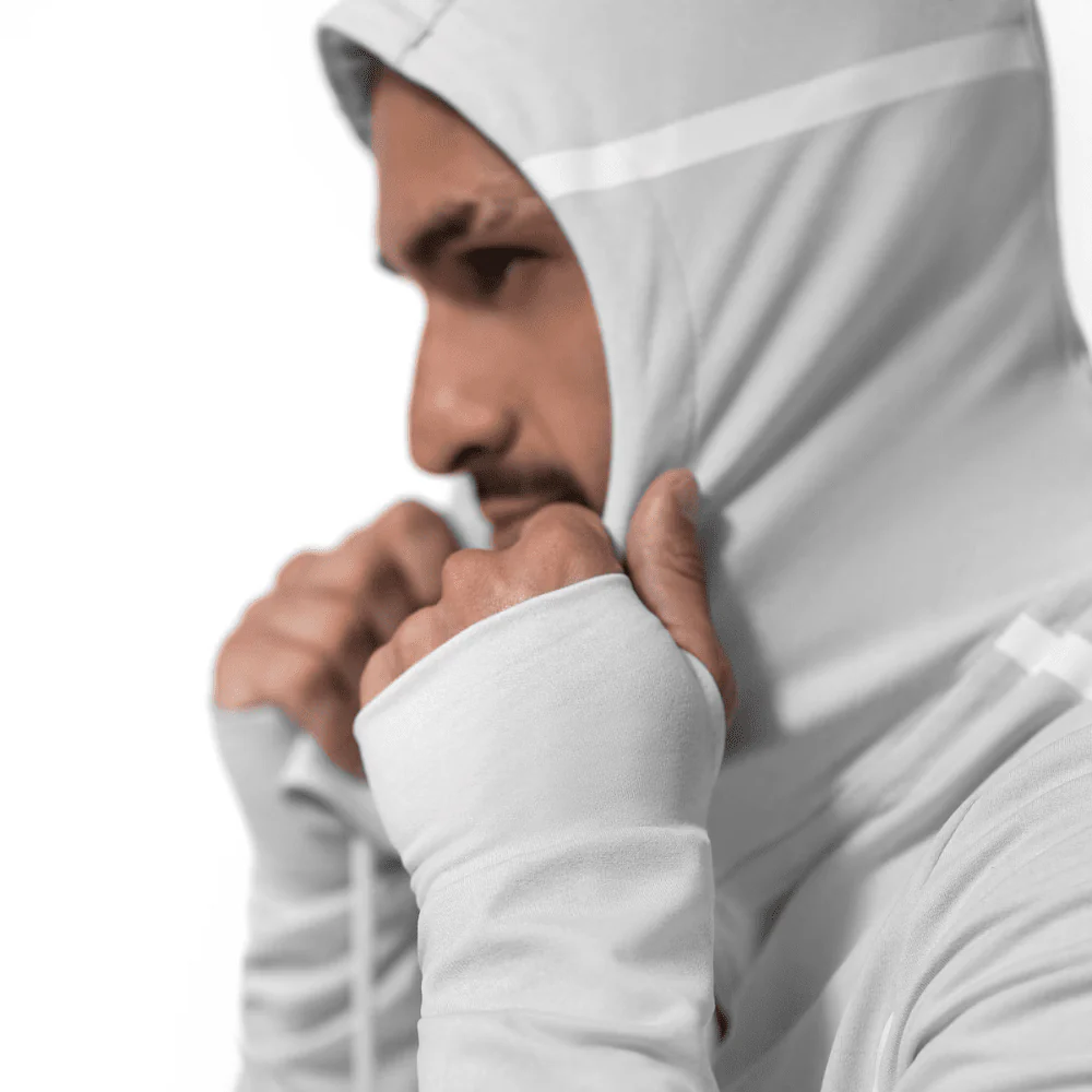Hayabusa Mens Zip-Up Performance Hoodie Light Grey - Image 4