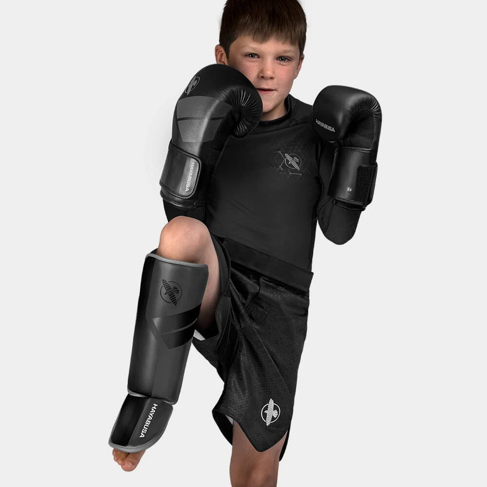 Hayabusa S4 Youth Shin Guards Black - Image 2