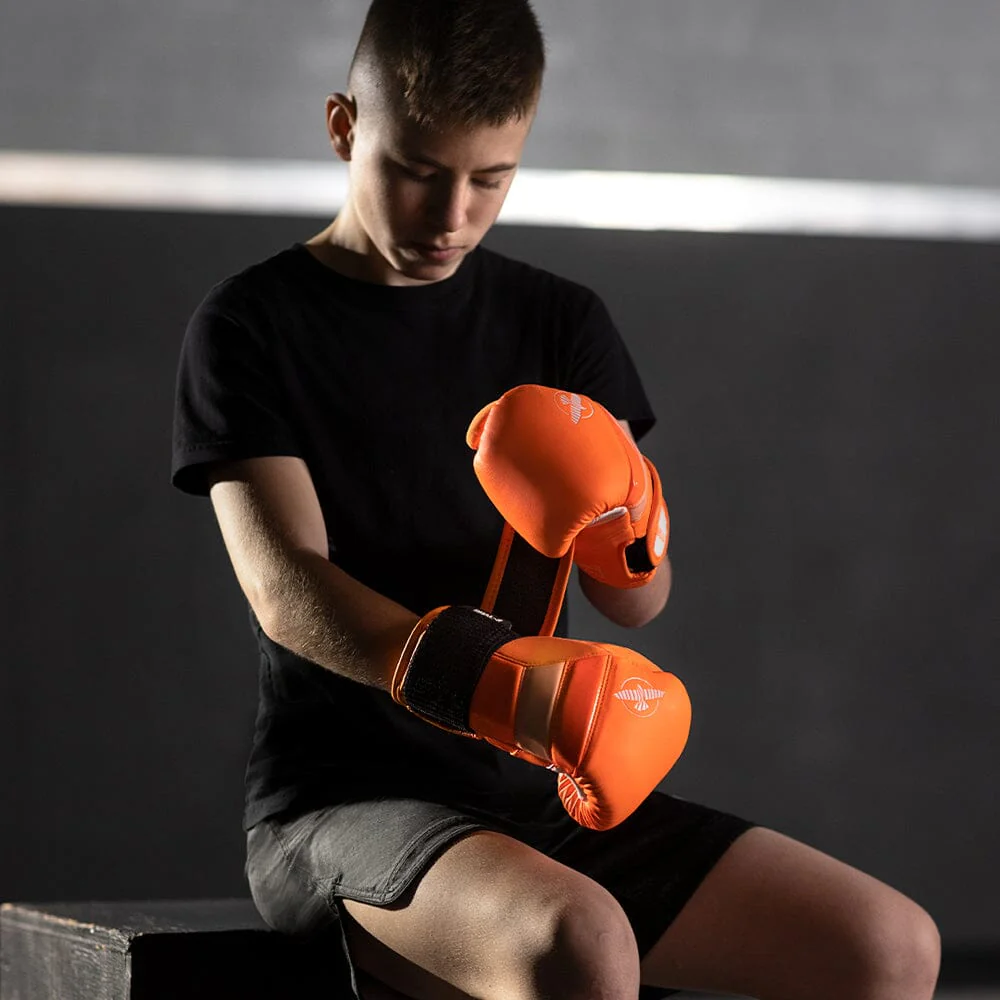 Hayabusa T3 Neon Youth Boxing Gloves Neon Orange - Image 4