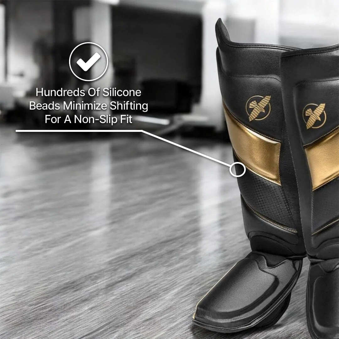Hayabusa T3 Striking Shin Guards Black/Gold - Image 6