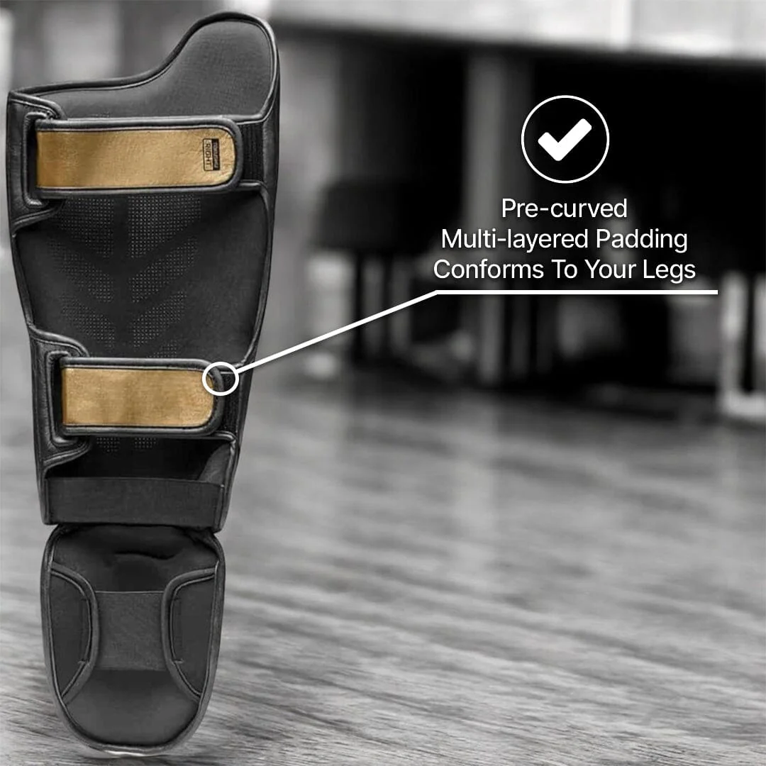 Hayabusa T3 Striking Shin Guards Black/Gold - Image 8