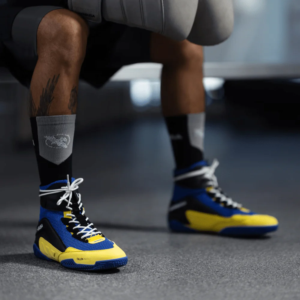 Hayabusa Talon Boxing Shoes Blue/Yellow - Image 2