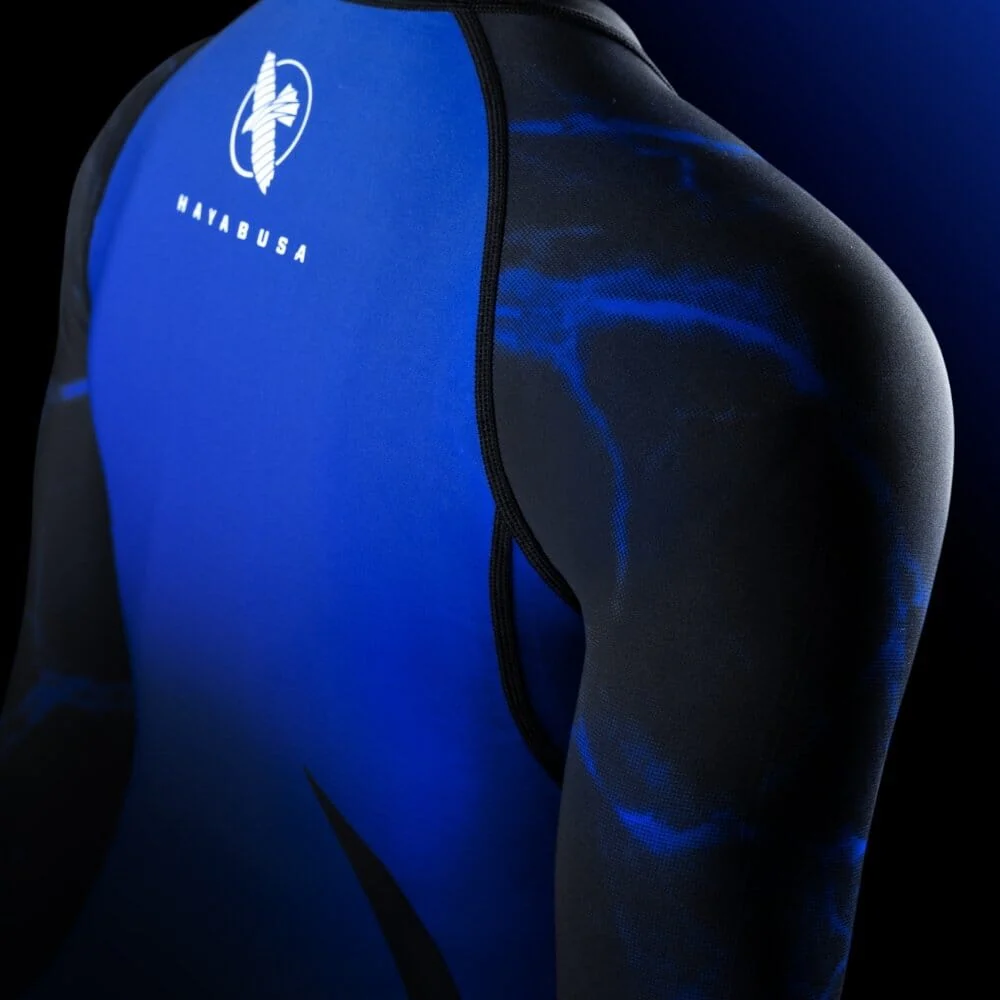 Hayabusa UFC BJJ Womens Long Sleeve Rashguard Black/Blue - Image 2