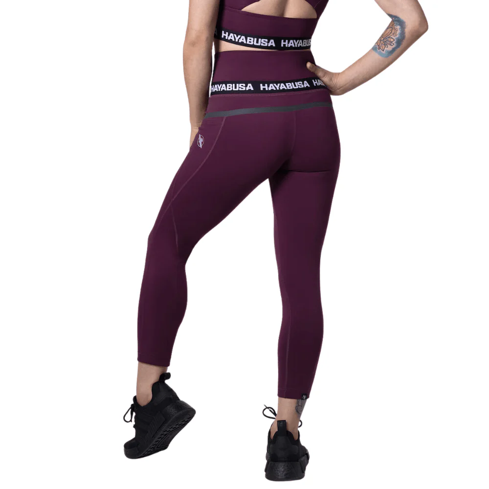 Hayabusa Womens High Rise 3/4 Leggings Wine - Image 2