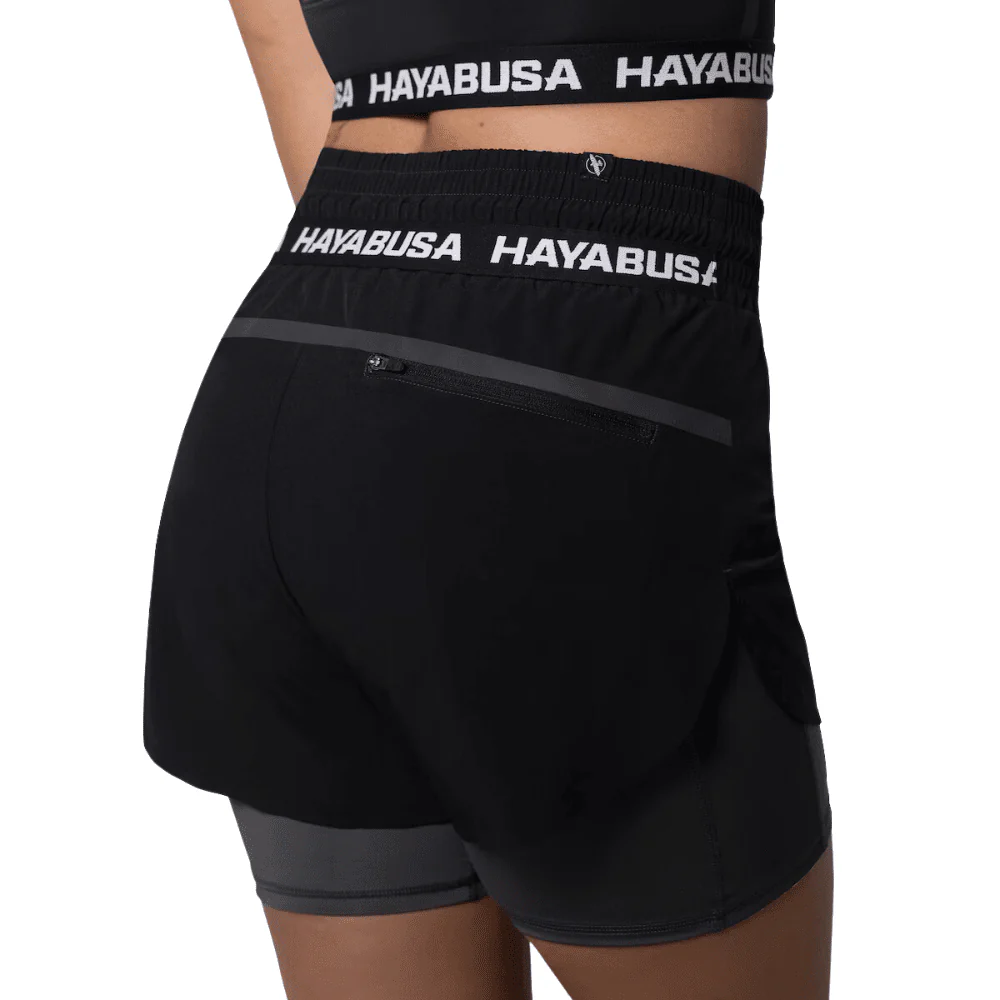 Hayabusa Womens Mid Rise Layered Shorts Black - Image 2