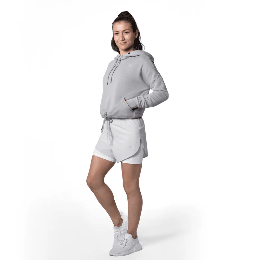 Hayabusa Womens Mid Rise Layered Shorts Light Grey - Image 5
