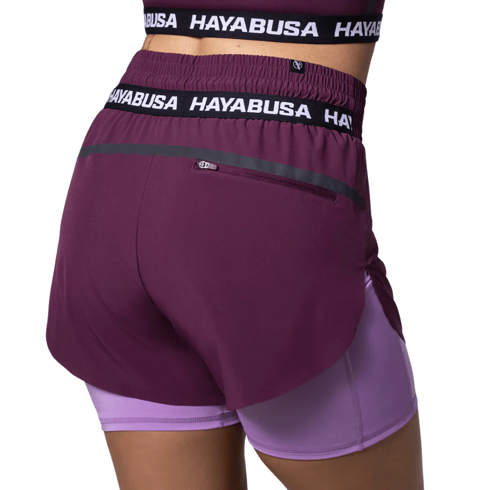 Hayabusa Womens Mid Rise Layered Shorts Wine - Image 2