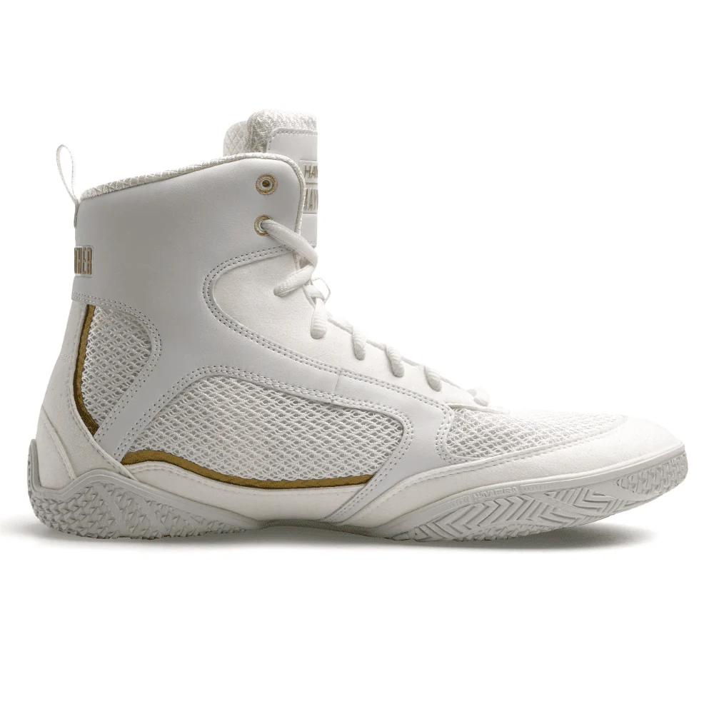 Hayabusa x Mayweather Champ Boxing Shoes White/Gold - Image 3