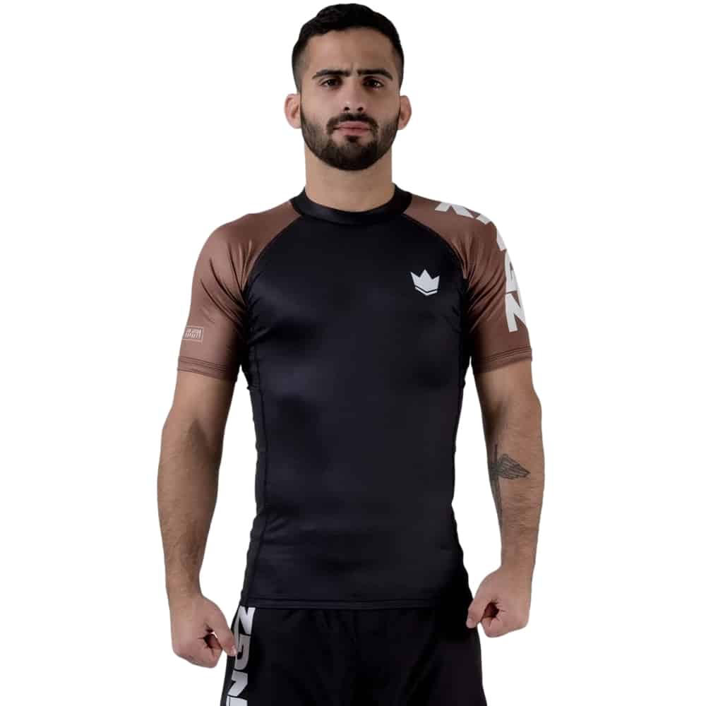 Kingz Performance Short Sleeve Ranked Rashguard Brown