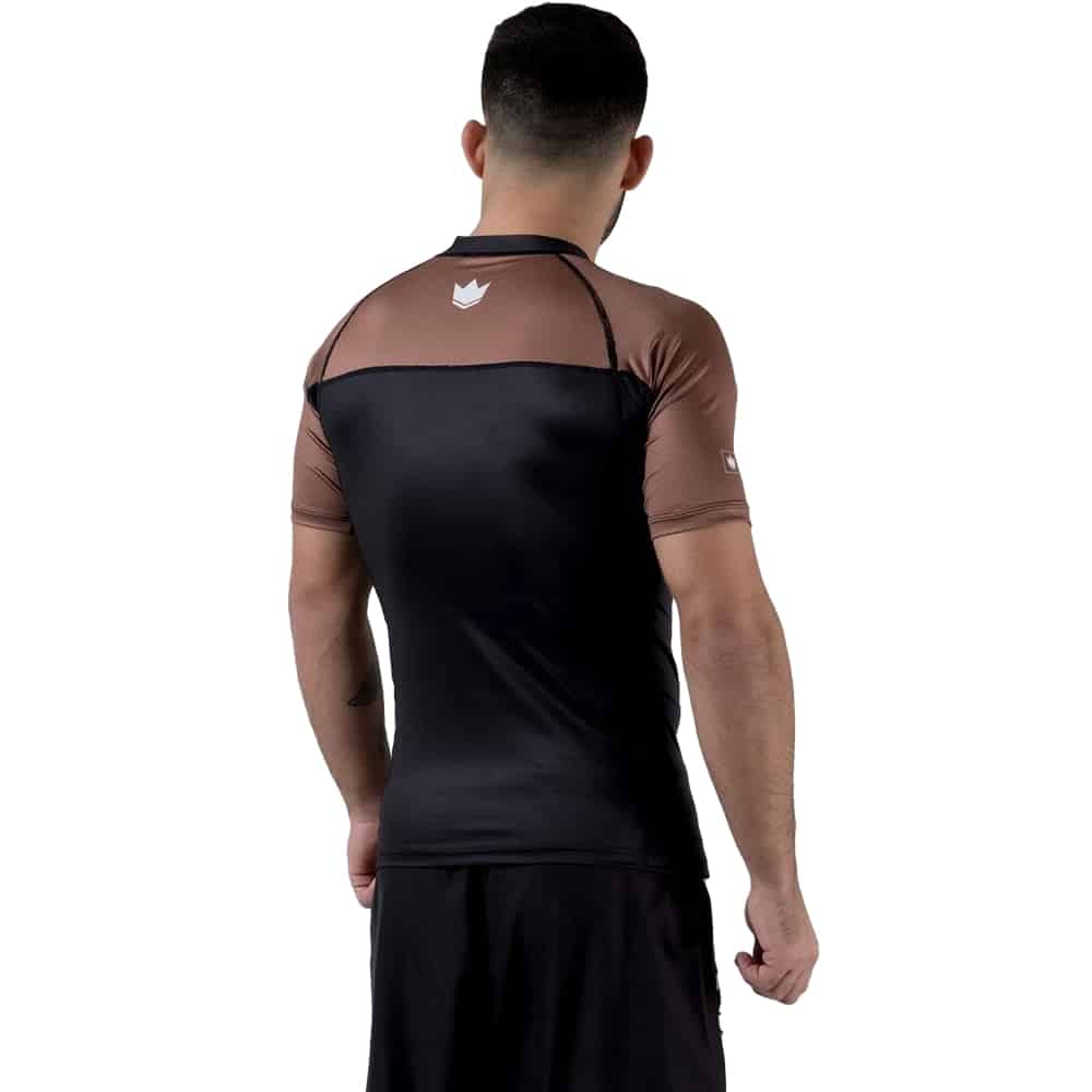 Kingz Performance Short Sleeve Ranked Rashguard Brown - Image 2
