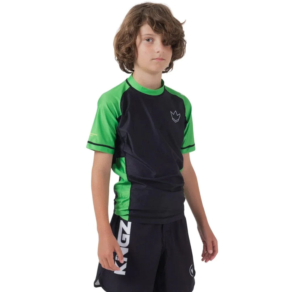 Kingz Ranked V2 Youth Short Sleeve Rashguard Green - Image 2