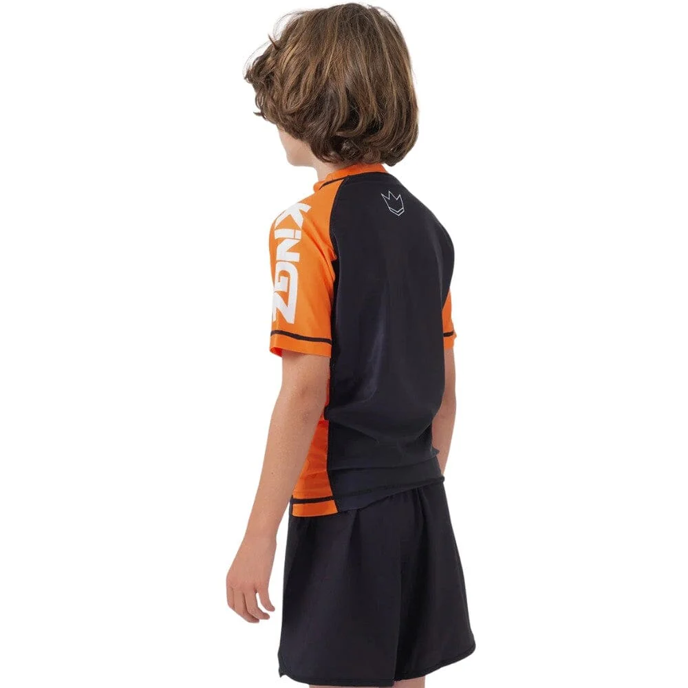 Kingz Ranked V2 Youth Short Sleeve Rashguard Orange - Image 5