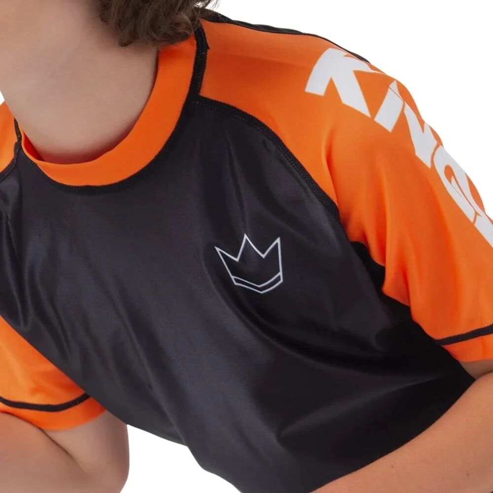 Kingz Ranked V2 Youth Short Sleeve Rashguard Orange - Image 7