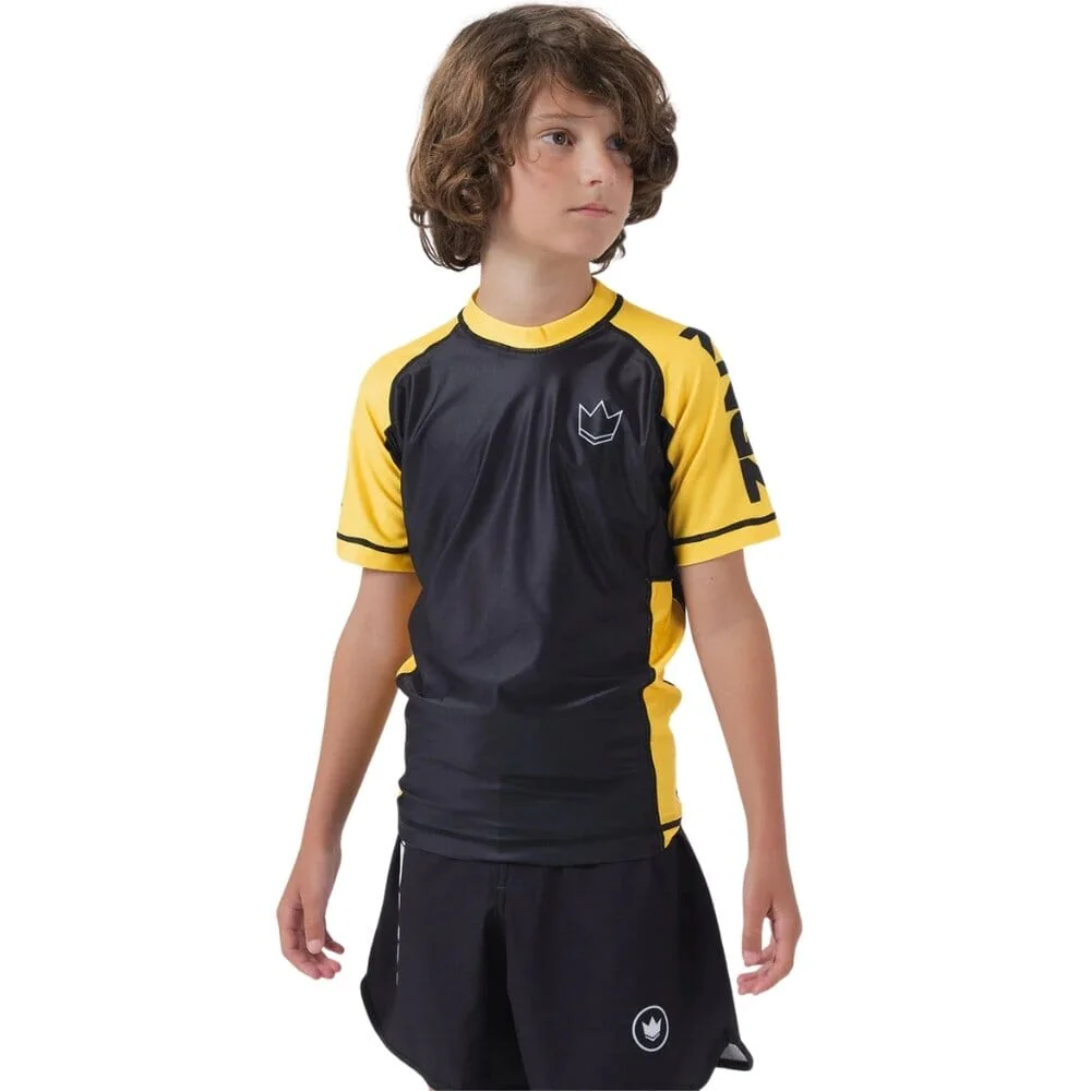 Kingz Ranked V2 Youth Short Sleeve Rashguard Yellow - Image 6