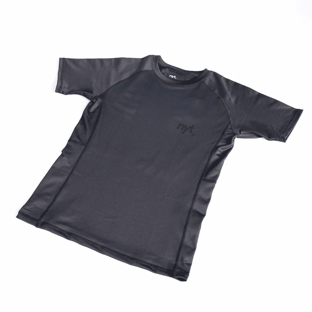NYT Black Logo Short Sleeve Rashguard Tee