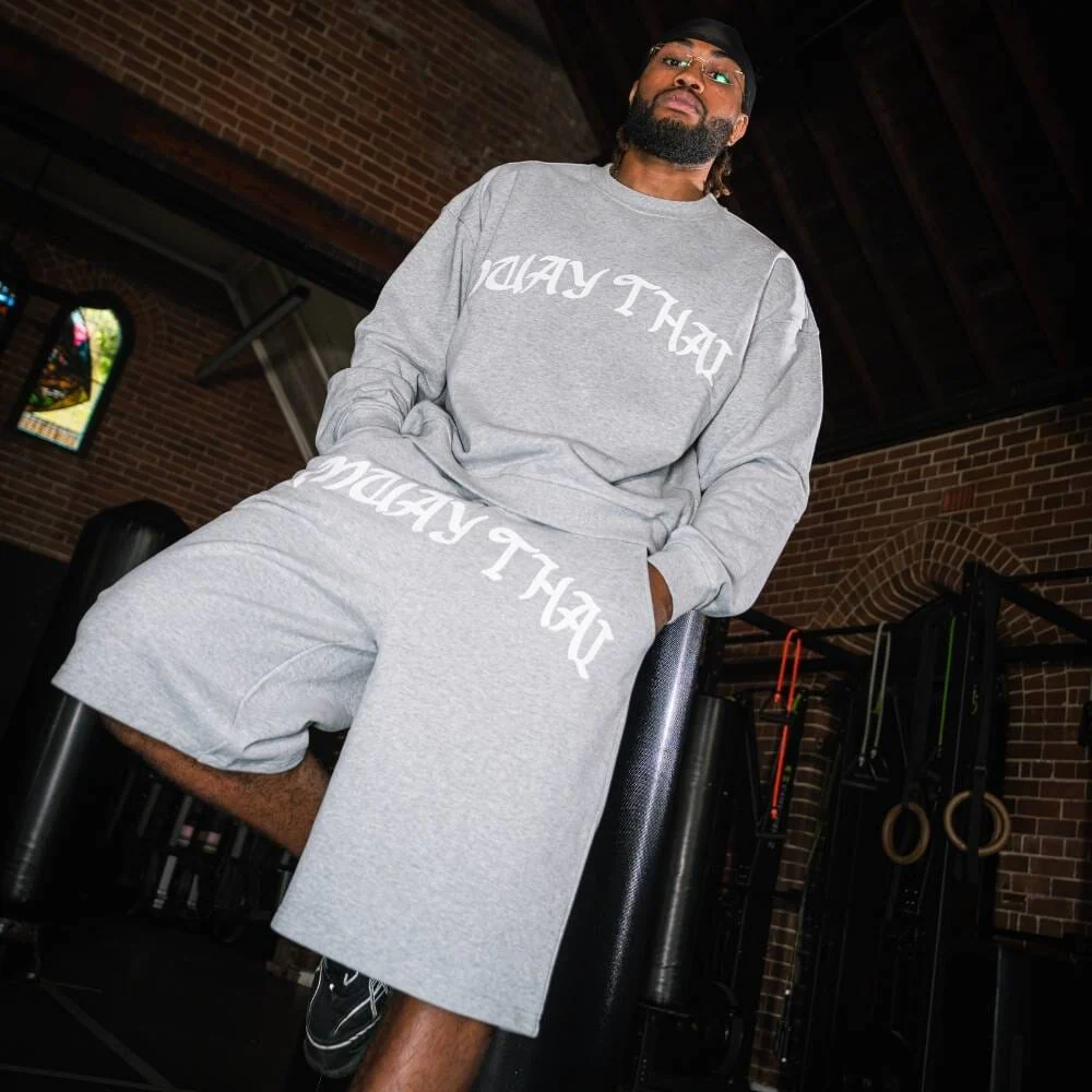 NYT Muay Thai Sweat Shorts Grey - Image 2
