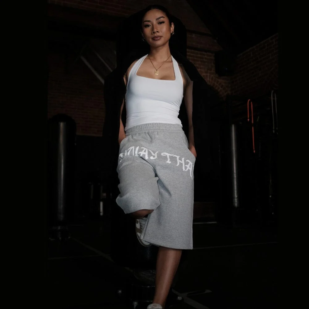 NYT Muay Thai Sweat Shorts Grey - Image 4