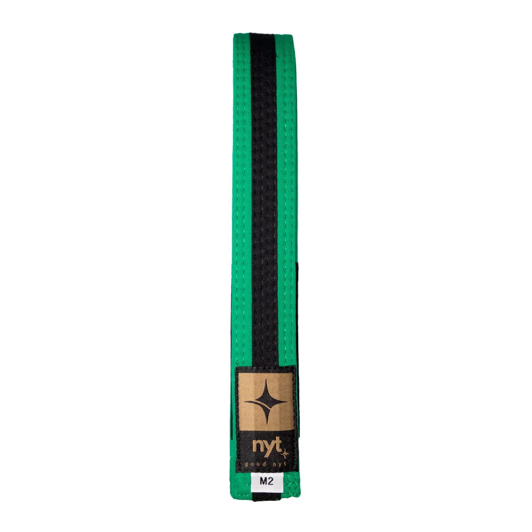 NYT Youth BJJ Gi Belt With Black Stripe Green