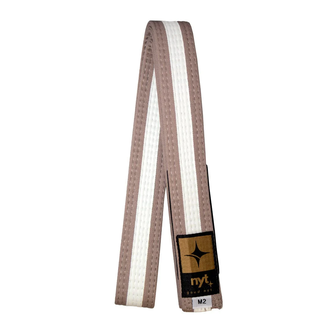 NYT Youth BJJ Gi Belt With White Stripe Grey - Image 2
