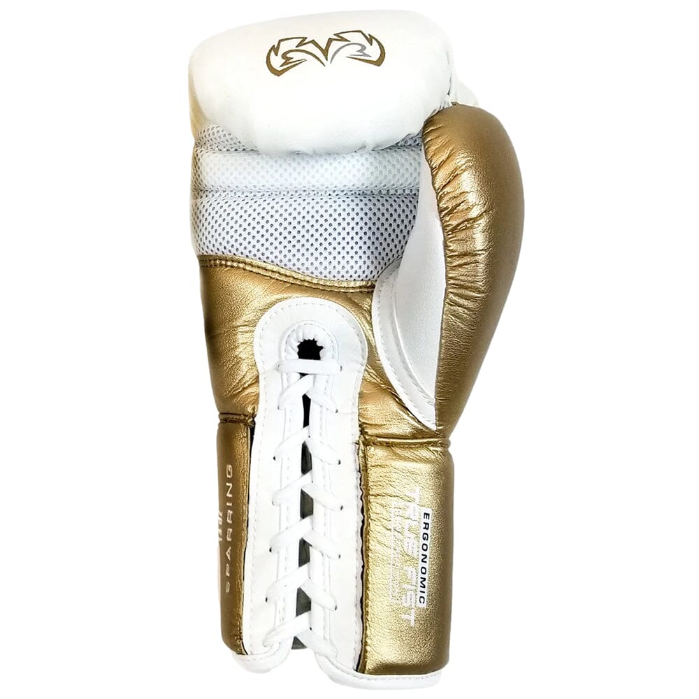Rival RS100 Small-Fit Professional Sparring Gloves White/Gold - Image 3