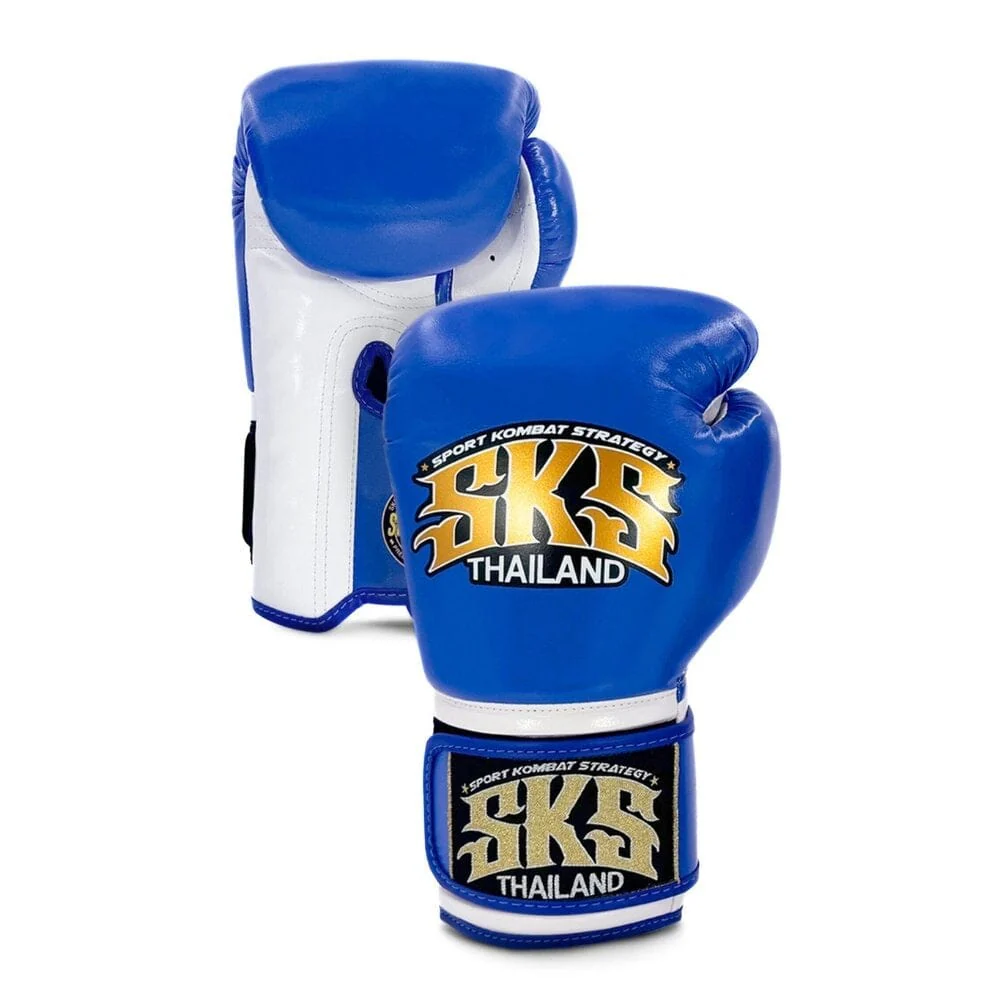 SKS Shadow Strike Hook and Loop Boxing Gloves Blue - Image 2