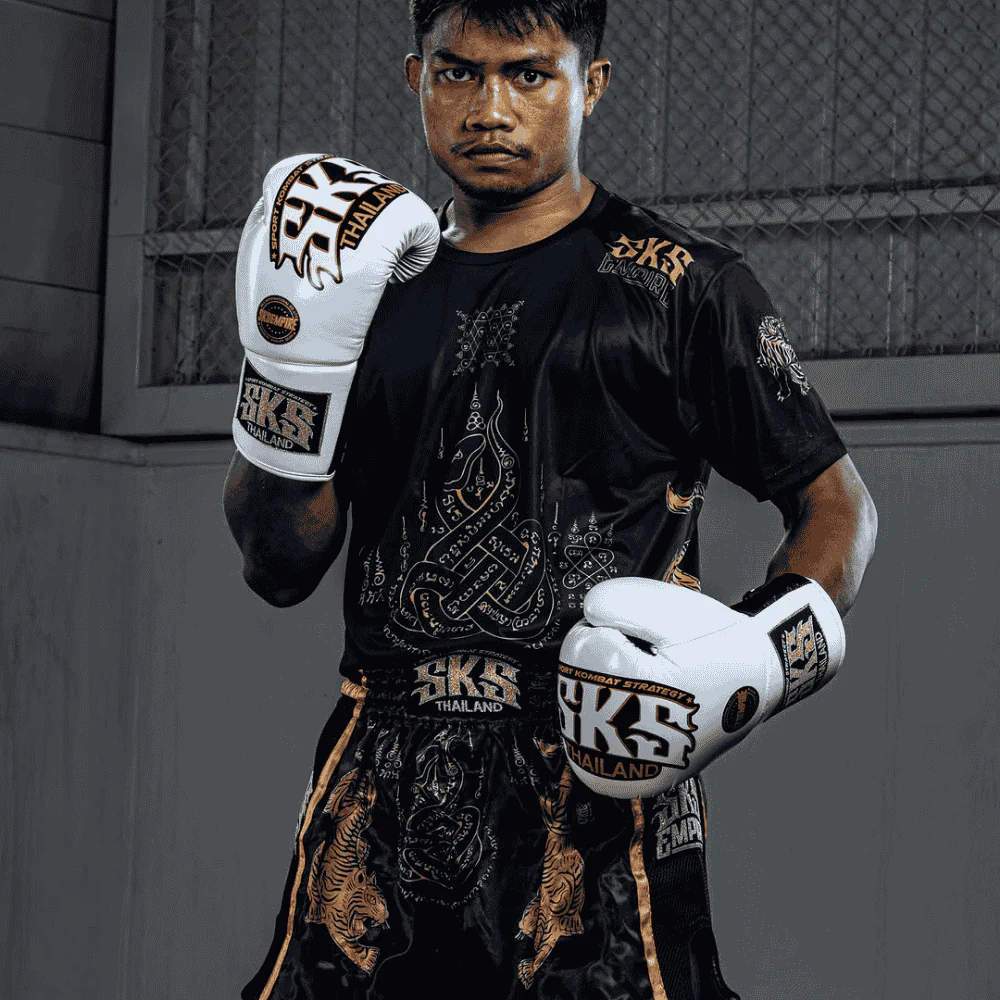 SKS Trapezoid Lace Boxing Gloves White - Image 2