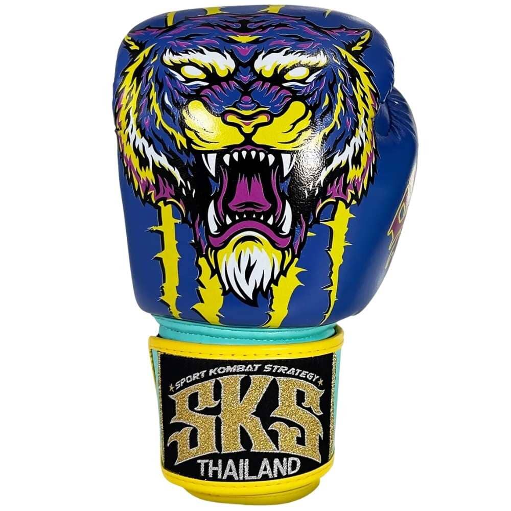 SKS UV Tiger Blue Muay Thai Gloves - Image 2