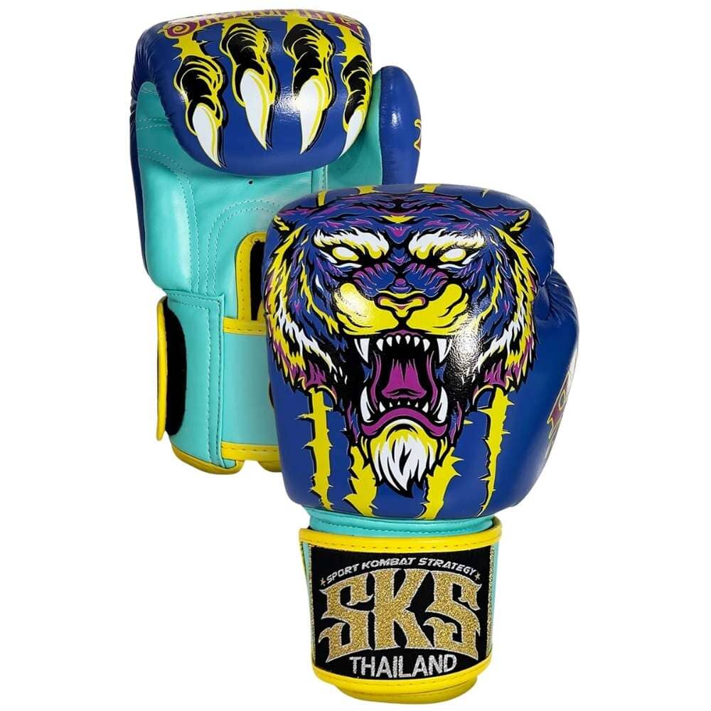 SKS UV Tiger Blue Muay Thai Gloves - Image 4