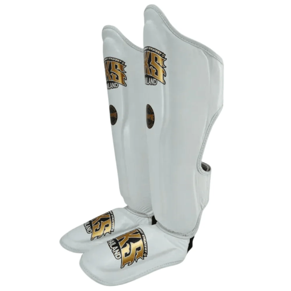 SKS White Muay Thai Shin Guards - Image 3