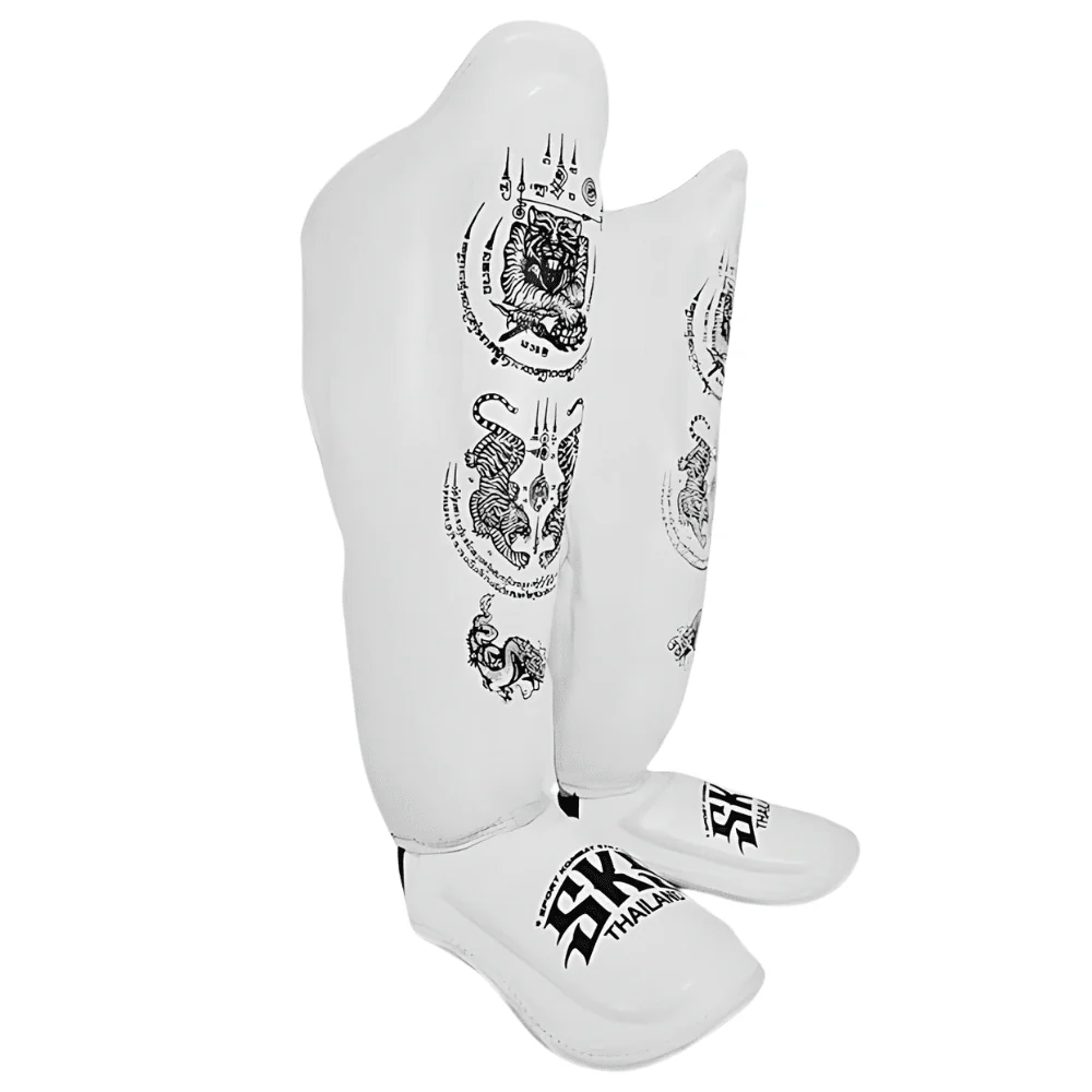 SKS White Sakyant Muay Thai Shin Guards - Image 4