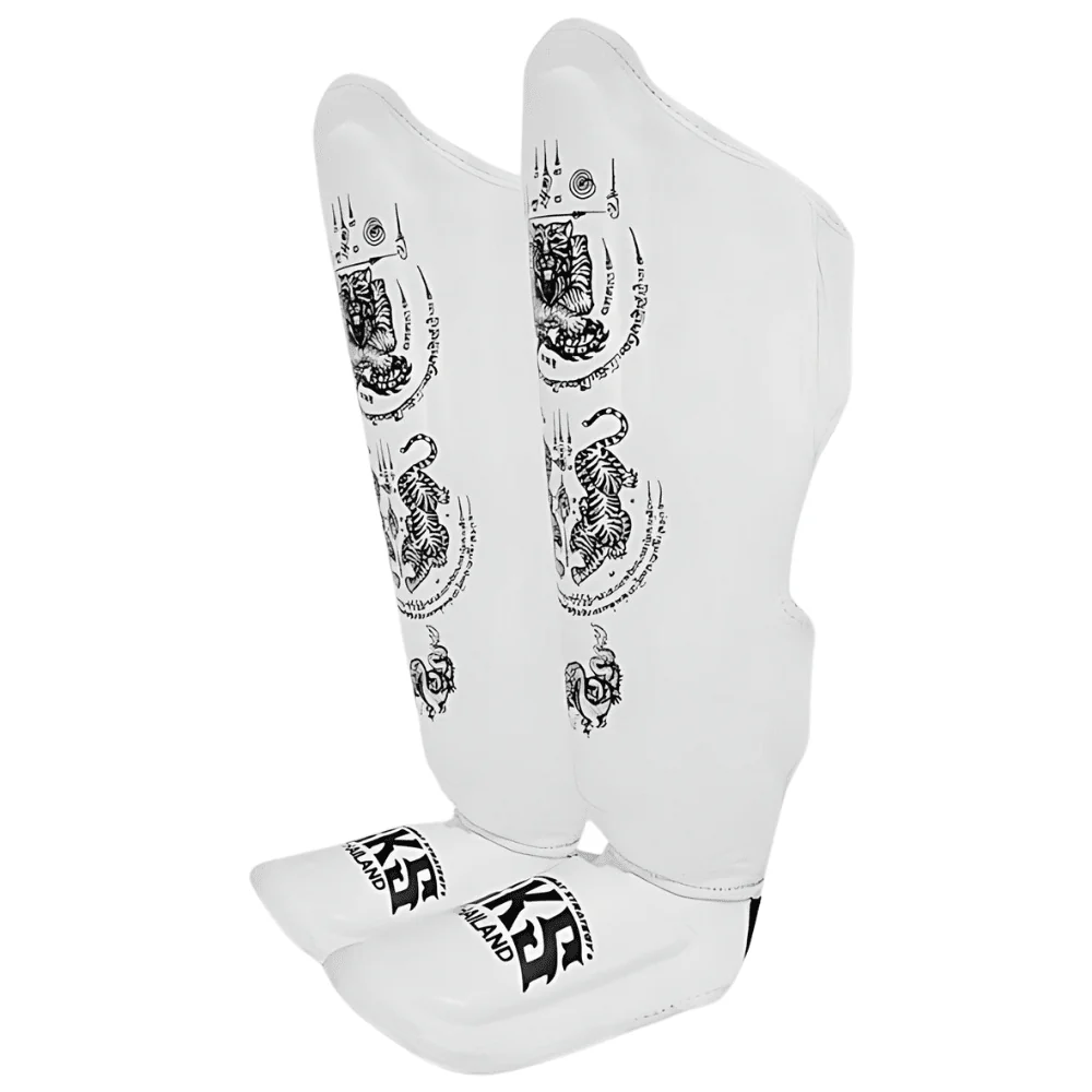 SKS White Sakyant Muay Thai Shin Guards - Image 5
