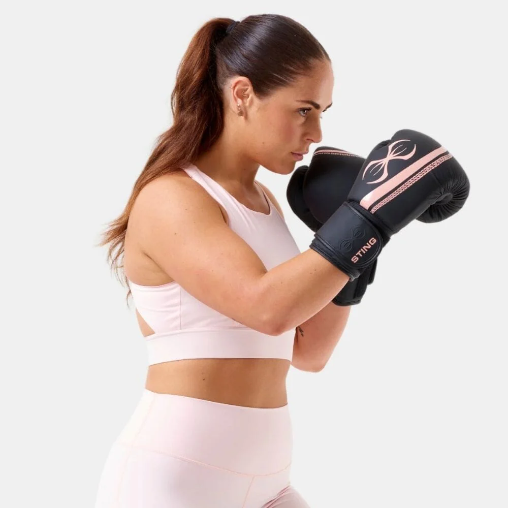 Sting Aurora Womens Boxing Gloves Black/Peach - Image 2