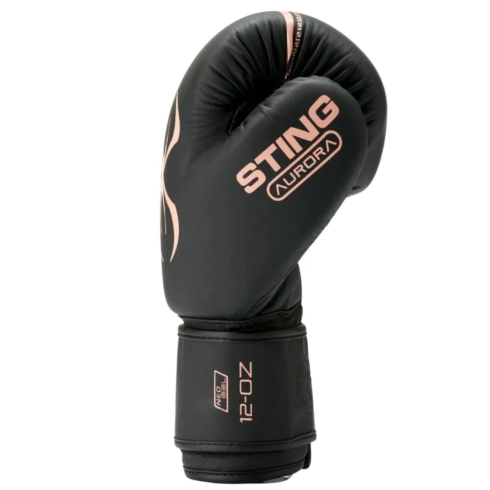 Sting Aurora Womens Boxing Gloves Black/Peach - Image 4