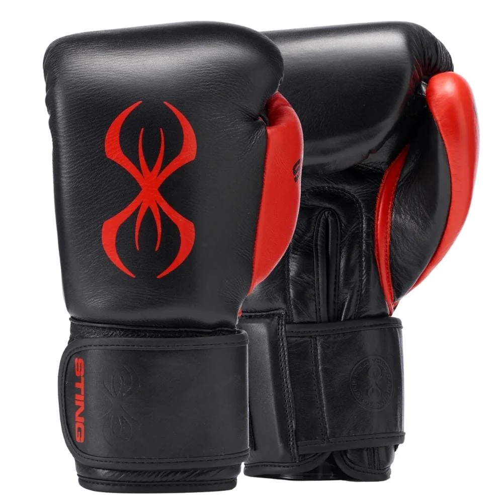 Sting Evolution Hook & Loop Boxing Gloves Black/Red