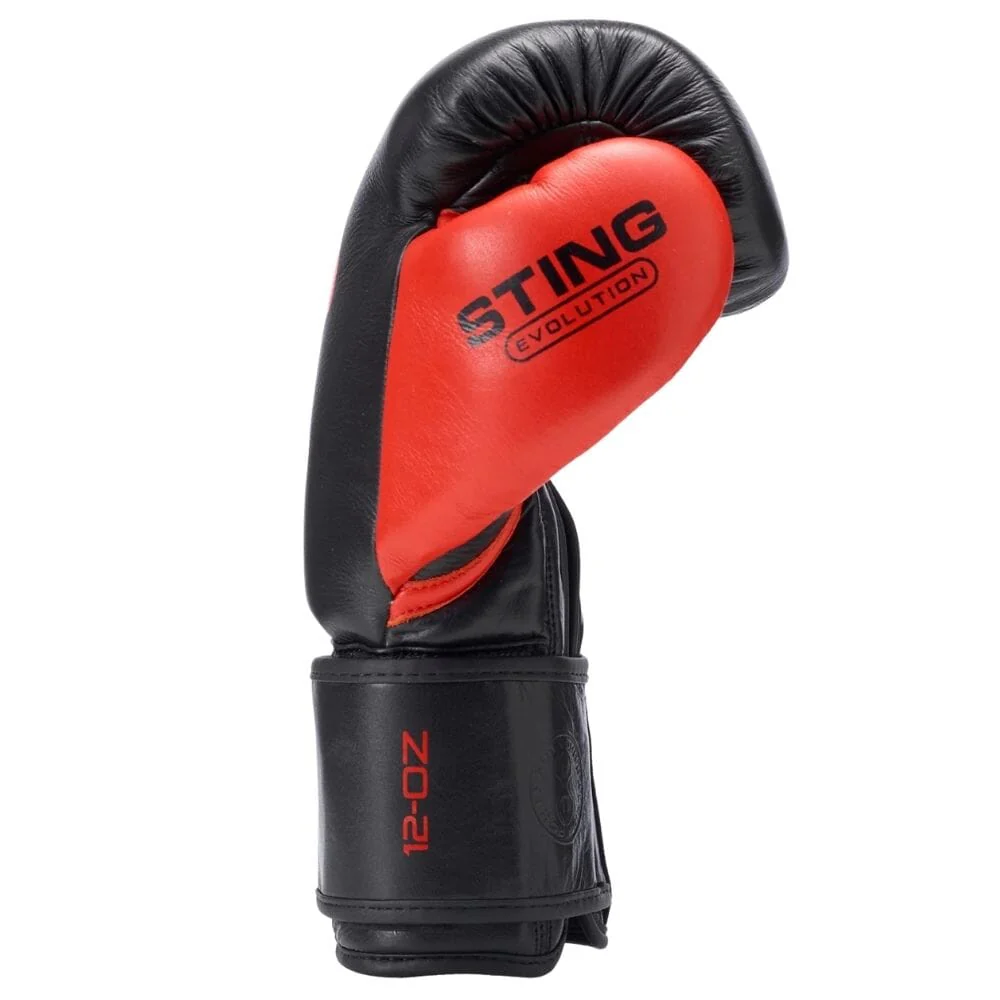Sting Evolution Hook & Loop Boxing Gloves Black/Red - Image 4